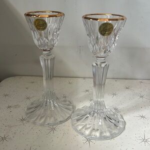 Vintage Crystal D’Arques Genuine Crystal Candle Holders Made In France